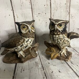 Owls Vintage Homco Ceramic 1114 Set Of Two Classic Owls
